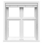 bright white window and white wooden blind in the open position