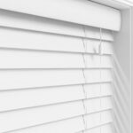 Bright white wooden grain blind close up of texture