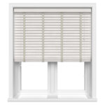Whitewash wooden blind half way down to show detail