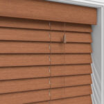 Golden oak wooden texture close up of blinds