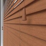 Golden Oak Basswood Elite Wooden Blinds Close up of Pull